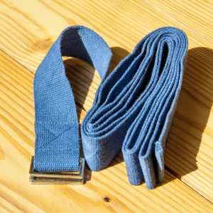 Yoga Gurt dunkelblau aus Baumwolle mit Metallverschluss