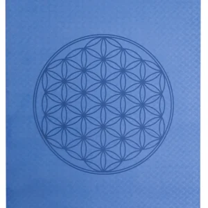 Yogamatte aus TPE mit Blume des Lebens in Dunkelblau